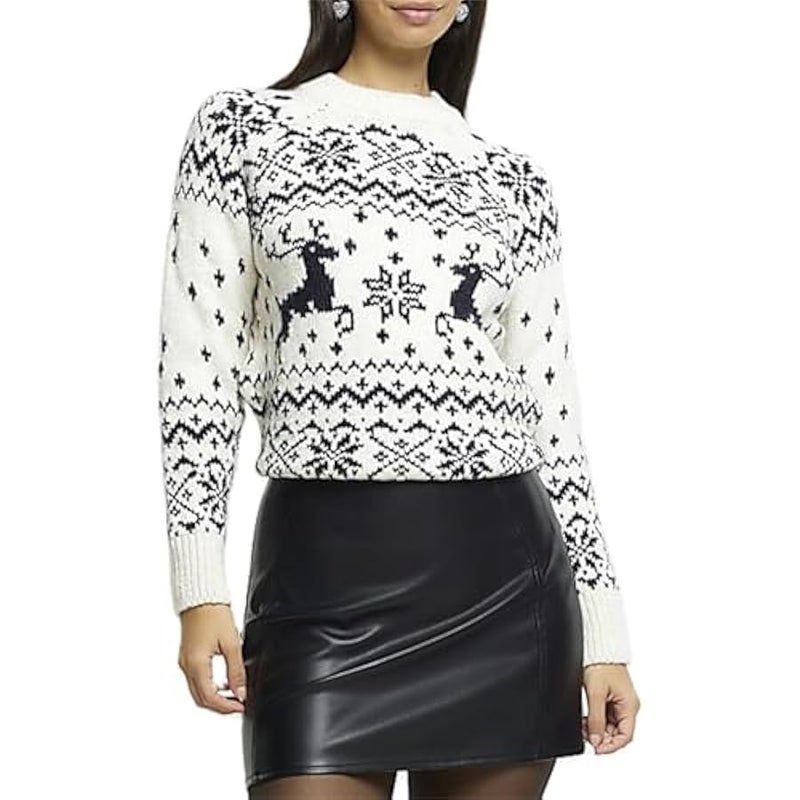 Loquat Women Cute  Graphic Sweater Ugly Floral Long Sleeve Crew Neck Knit Pullover Top Funny Xmas Winter Outfits - Image 1