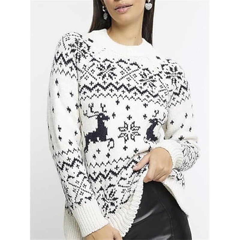 Loquat Women Cute  Graphic Sweater Ugly Floral Long Sleeve Crew Neck Knit Pullover Top Funny Xmas Winter Outfits - Image 2