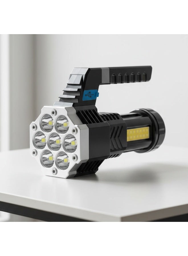 Rechargeable LED Flashlight with COB Side Light, High Brightness Waterproof Battery-Operated Flashlight - Image 4