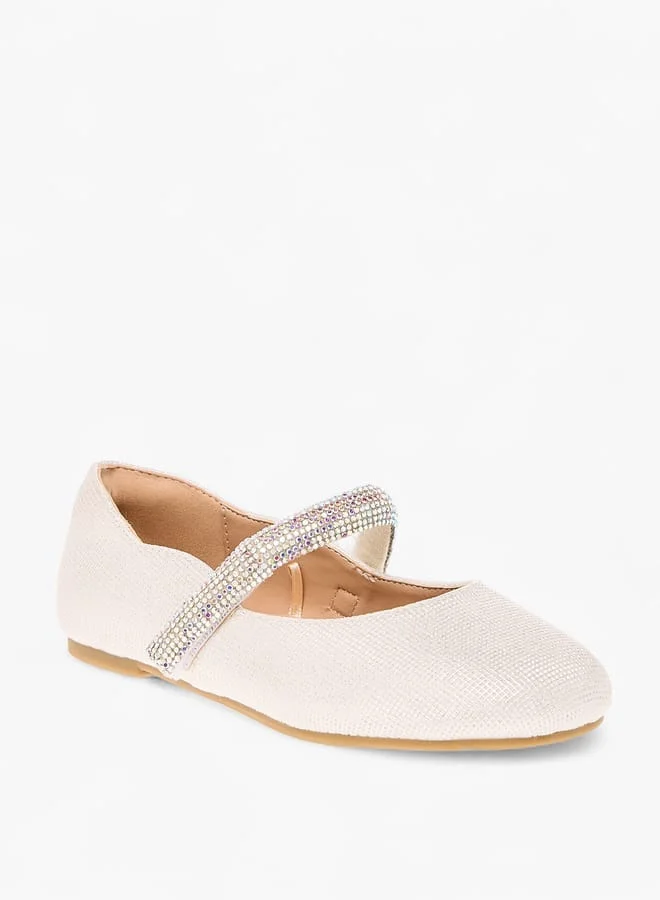 Celeste Girls Embellished Ballerina Shoes With Hook And Loop Closure Ramadan Collection