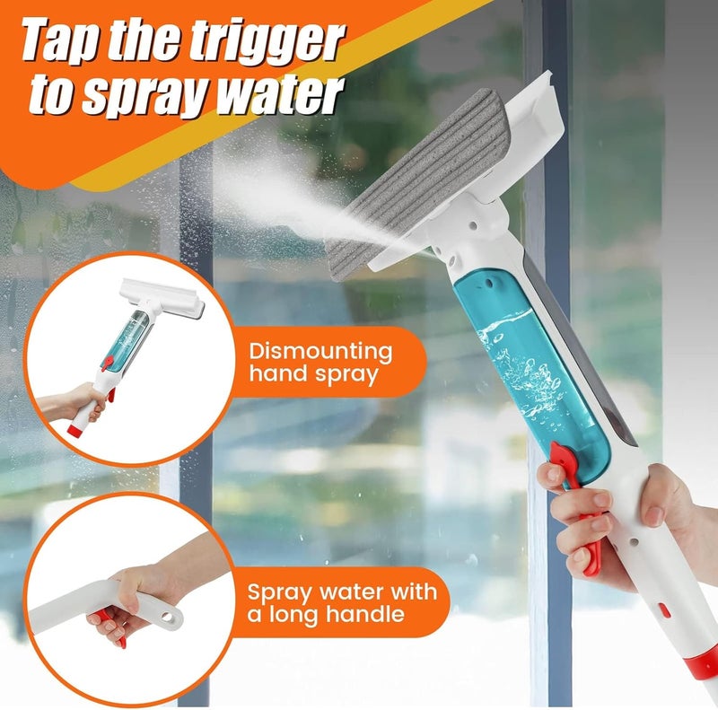 NALACAL 74'' Spray Window Washer Kit, Window Squeegee Cleaner with Sprayer, Window Cleaning Equipment Kit with 4 Scrubbing Clothes for Cleaning Glass High Window, Indoor/Outdoor Windows, Car Glass - Image 3