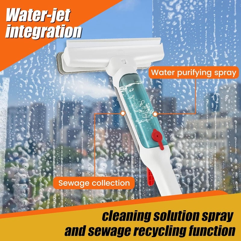 NALACAL 74'' Spray Window Washer Kit, Window Squeegee Cleaner with Sprayer, Window Cleaning Equipment Kit with 4 Scrubbing Clothes for Cleaning Glass High Window, Indoor/Outdoor Windows, Car Glass - Image 2