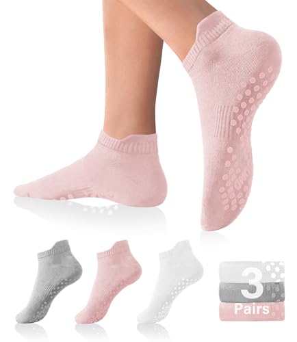 DIBAOLONG Pilates Socks with Grips for Women Yoga Socks Non Slip for Hospital Pergnancy Barre Ballet Dance Workout 3 Pairs - Image 1