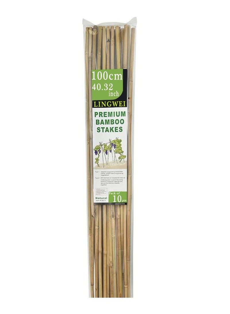 LINGWEI Natural Thick Bamboo Stakes Garden Vine Plant Stakes Flowers Plants Support Canes Poles Dowel Rod Wooden Crafts Sticks((100cm)(10pcs))  - Image 1