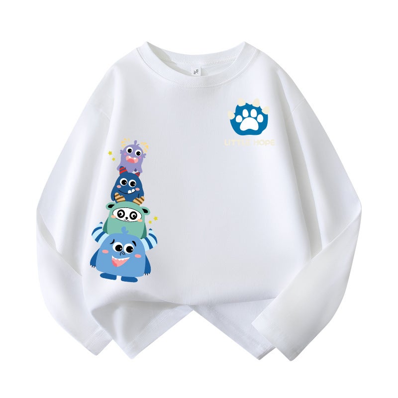 Fashionable Brand Kidsren's Long-Sleeved T-Shirt 2025 Spring & Fall Clothing for Boys and Older Boys, Stylish Cartoon Tops, Pure Cotton Bottoming Shirts - Image 5