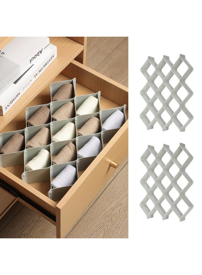 ROUFA Sock Drawer Organizer for Dresser, Honeycomb Underwear Dividers for Women, Panty Separator for Bras, Socks, Belt and Leggings (2 Sets/12pcs,Grey) - Image 1