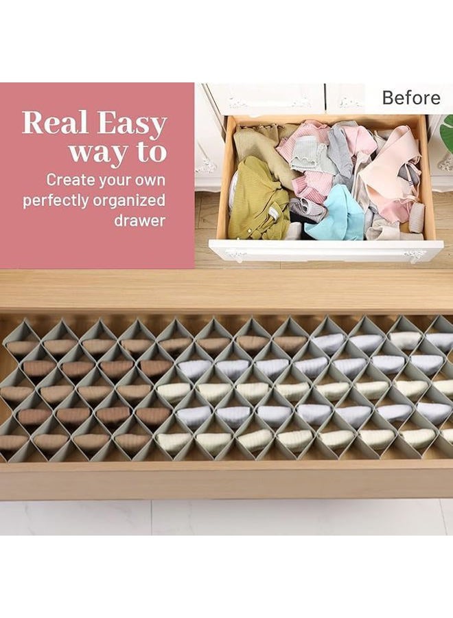 ROUFA Sock Drawer Organizer for Dresser, Honeycomb Underwear Dividers for Women, Panty Separator for Bras, Socks, Belt and Leggings (2 Sets/12pcs,Grey) - Image 5