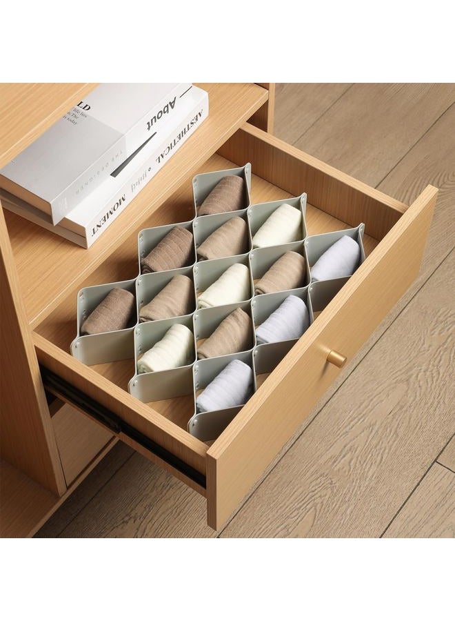 ROUFA Sock Drawer Organizer for Dresser, Honeycomb Underwear Dividers for Women, Panty Separator for Bras, Socks, Belt and Leggings (2 Sets/12pcs,Grey) - Image 2