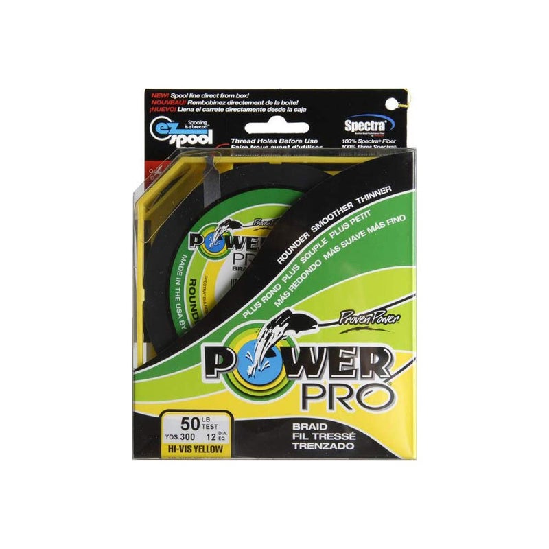 POWER PRO Spectra Fiber Braided Fishing Line, Hi-Vis Yellow, 300YD/50LB