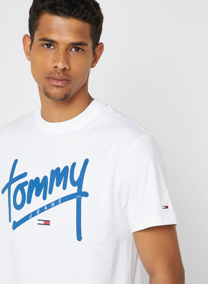 TOMMY JEANS Handwriting Logo Crew Neck T-Shirt