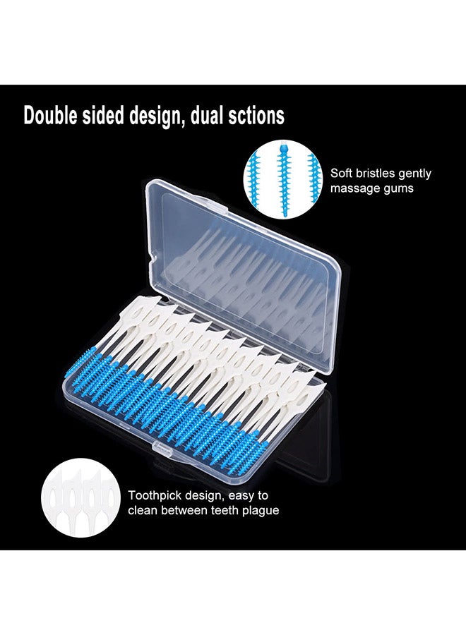 إسكدنيا طقم أعواد خِلال الأسنان لتدليك اللثة من 40 قطعة أبيض/أزرق - Image 2