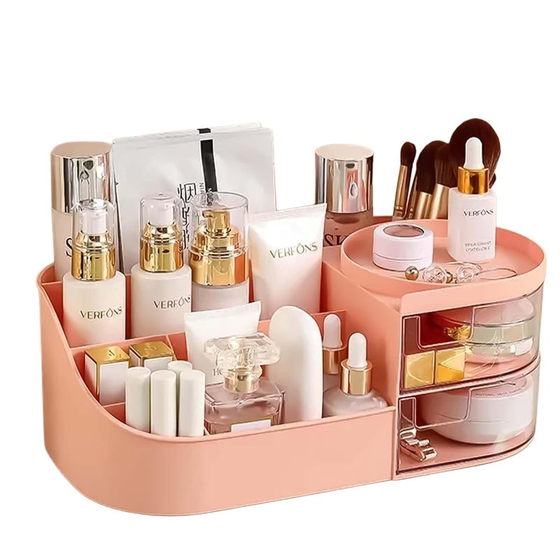 EXPORTTANZA Makeup Organizer | Makeup Box For Storage | Make Up, Cosmetic, Skincare Organiser For Women | Elegant Makeup Vanity With Transparent Drawer (MULTICOLOUR) - Image 1
