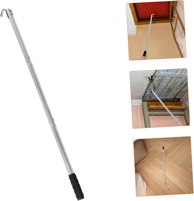 Stainless Steel Attic Ladder Pull Down Hook Tool Extension Rod for High Access - Image 3
