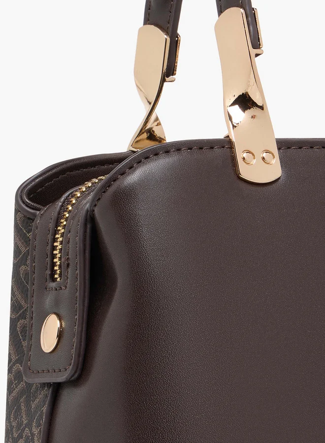 فلورا بيلا من شو إكسبرس Monogram Print Tote Bag with Detachable Chain Strap and Zip Closure