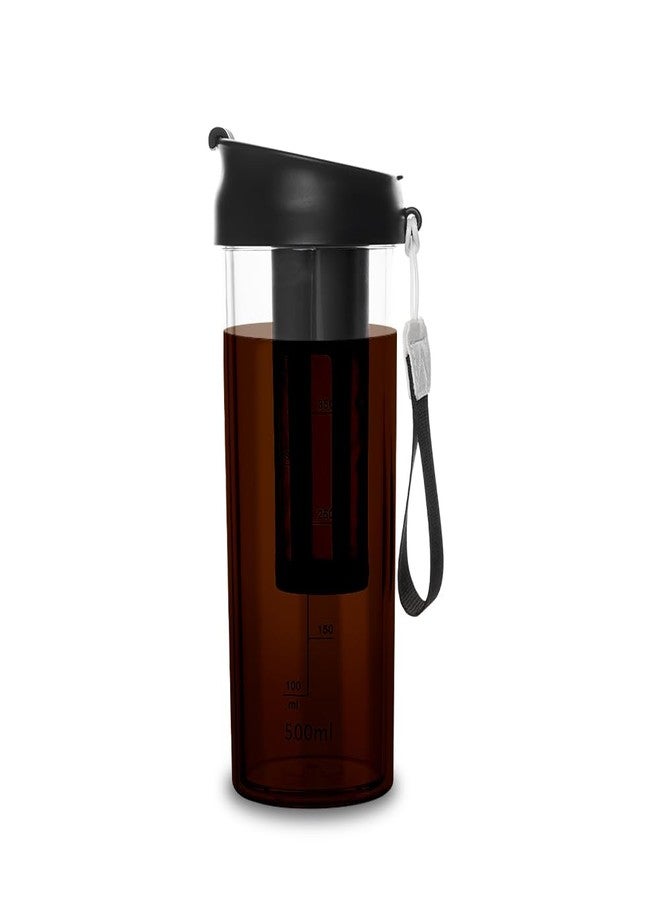 watchget Cold Brew Coffee Maker Travel Tumbler with Soft Silicone Handle Portable Iced Coffee & Tea Infuser with Airtight Lid Cold Brew Travel Cup 17oz/500ml black - Image 1