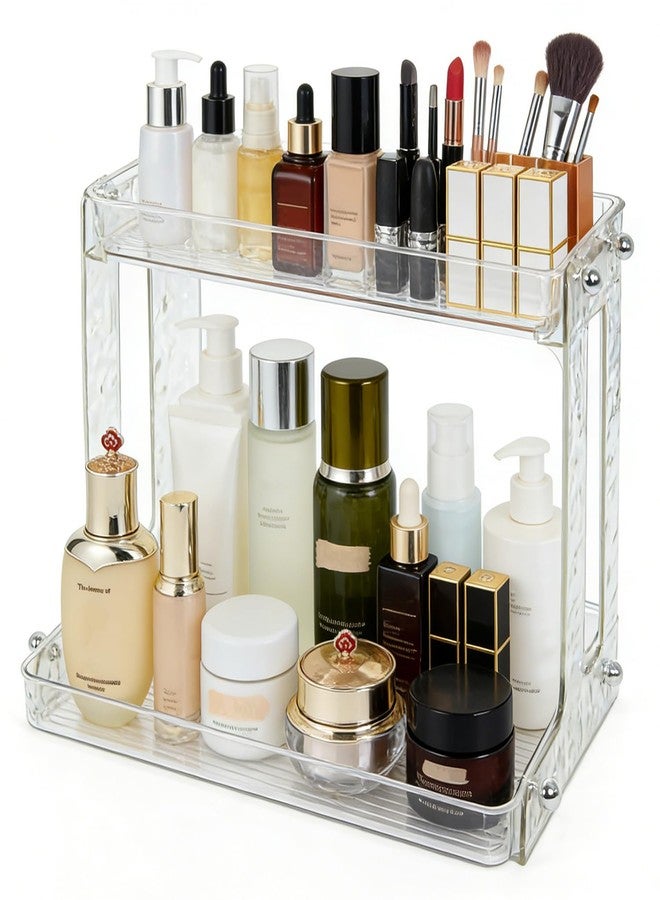 VNIMTI Skincare Organizers 2 Tier, Makeup Organizer Countertop, Cosmetic Display Cases, Makeup＆Skincare Organizer for Vanity, Desktop, Bathroon, Ideal Gifts for Women (Free Standing - White) - Image 1