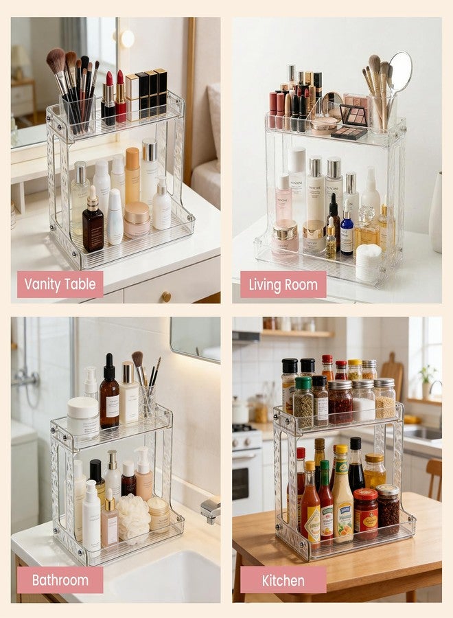 VNIMTI Skincare Organizers 2 Tier, Makeup Organizer Countertop, Cosmetic Display Cases, Makeup＆Skincare Organizer for Vanity, Desktop, Bathroon, Ideal Gifts for Women (Free Standing - White) - Image 5