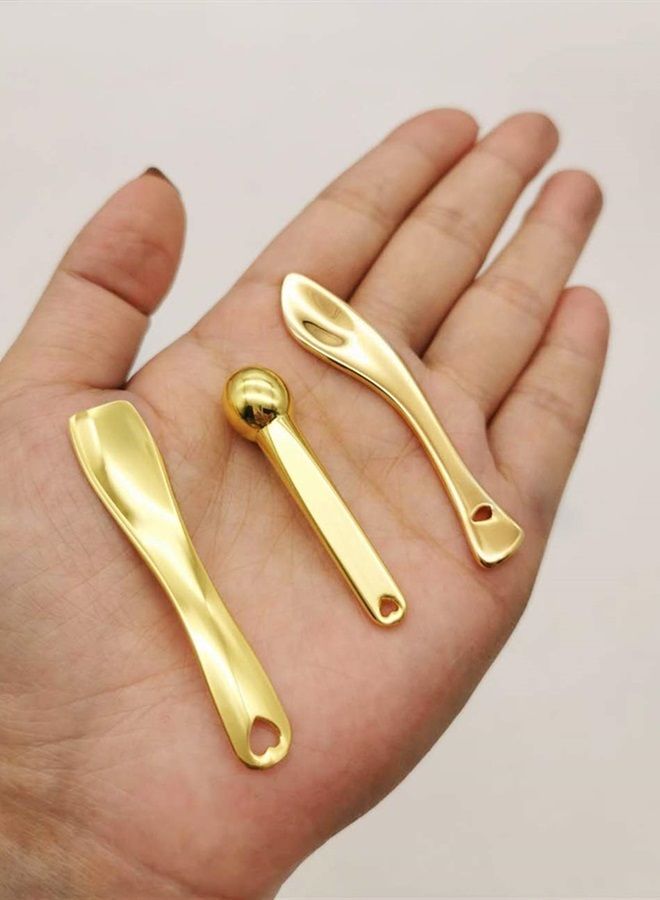 GOERTI 3Pcs Metal Makeup Spatula Mini Spoon and Eye Cream Massage Sticks Beauty Scoop for Facial Cosmetic Face Cream - Image 2
