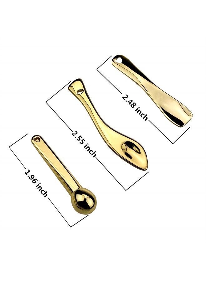 GOERTI 3Pcs Metal Makeup Spatula Mini Spoon and Eye Cream Massage Sticks Beauty Scoop for Facial Cosmetic Face Cream - Image 3