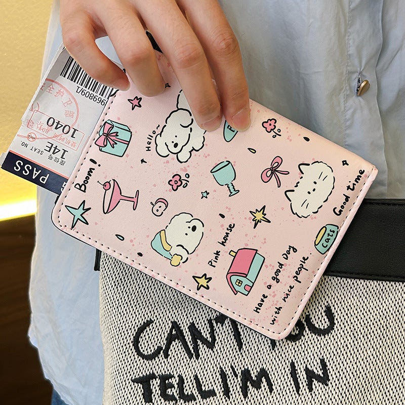 Ins Style Fresh Cat Passabet Holder Certificate Bag Protective Case Multi-Functional Card Bag Portable Storage For Overseas Travel - Image 1