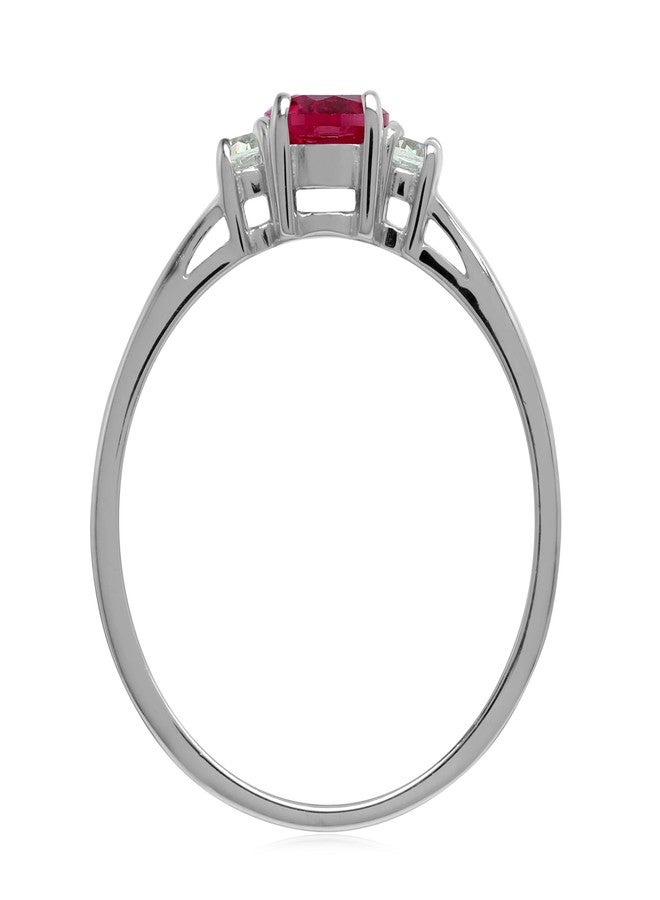 Silvershake 5mm Petite Simulated Round Shape Red Ruby 925 Sterling Silver Promise Ring Jewelry for Women July Gemstone Birthstone Size 7.5 - Image 4