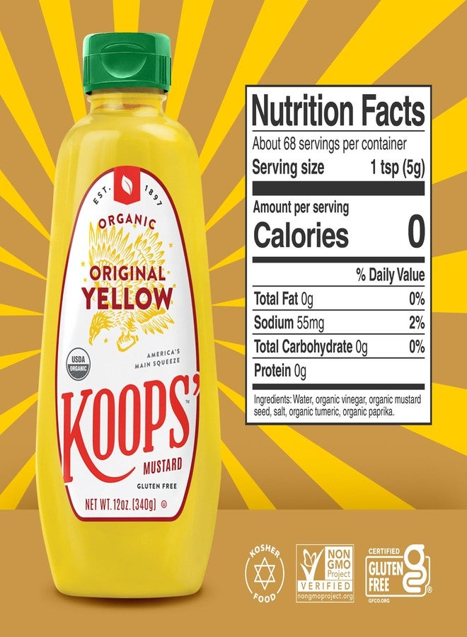 Koops' Organic Yellow Mustard, 12 oz. Bottle, 4 Pack - Image 4