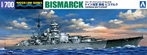 Aoshima Bunka Kyozai 1/700 Water Line Series German Navy Battleship Bismarck Plastic Model 618 - Image 2