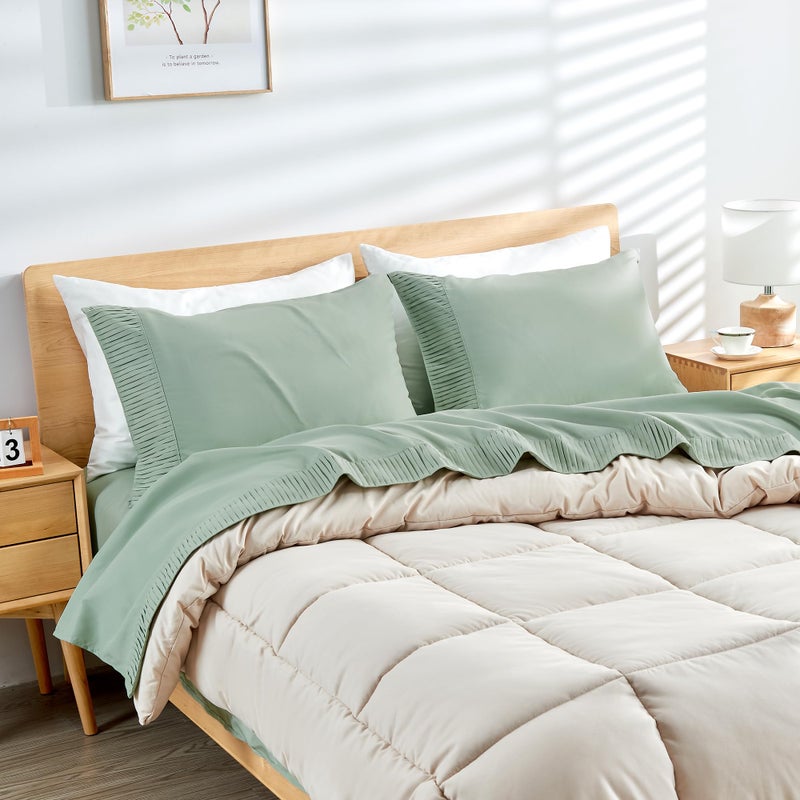 Andency Sage Sage Green Sheets Queen مجموعة 4 قطع من أوراق ناعمة للغاية لملكة كوين سرير ميكروفيال كوين ورقة جيب عميق يصل إلى 16 "" فندق فاخرة من أوراق الفراش والتبريد - Image 5
