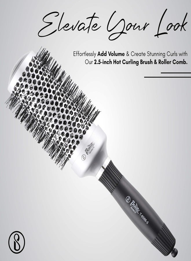 Beauté Secrets Round Hair Brush, Hot Curling Brush(2.5 inch, Barrel 1.5 inch), Roller Comb, Hair Roller Brush, Instantly Adds Volume, Hair Styler, 44mm - Image 2