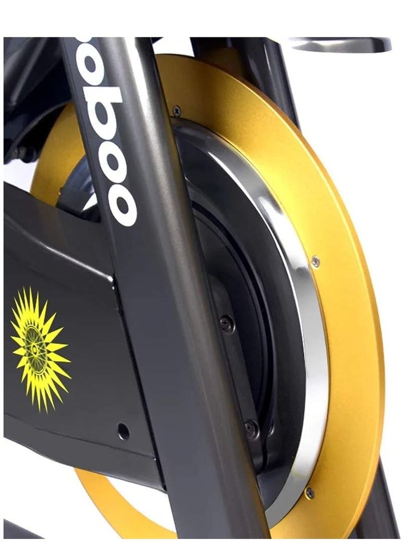 Pooboo D501 Commercial Standard Indoor Spinning Bike, 200 KG - Black/Yellow  - Image 4