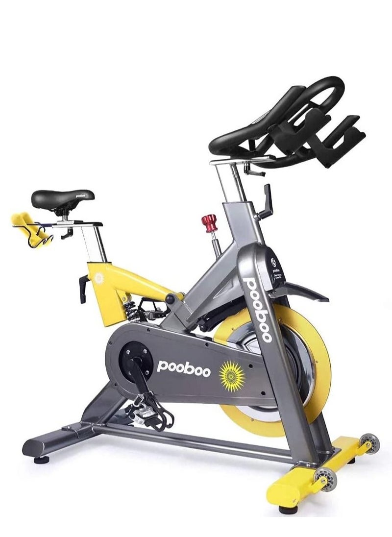 Pooboo D501 Commercial Standard Indoor Spinning Bike, 200 KG - Black/Yellow  - Image 2