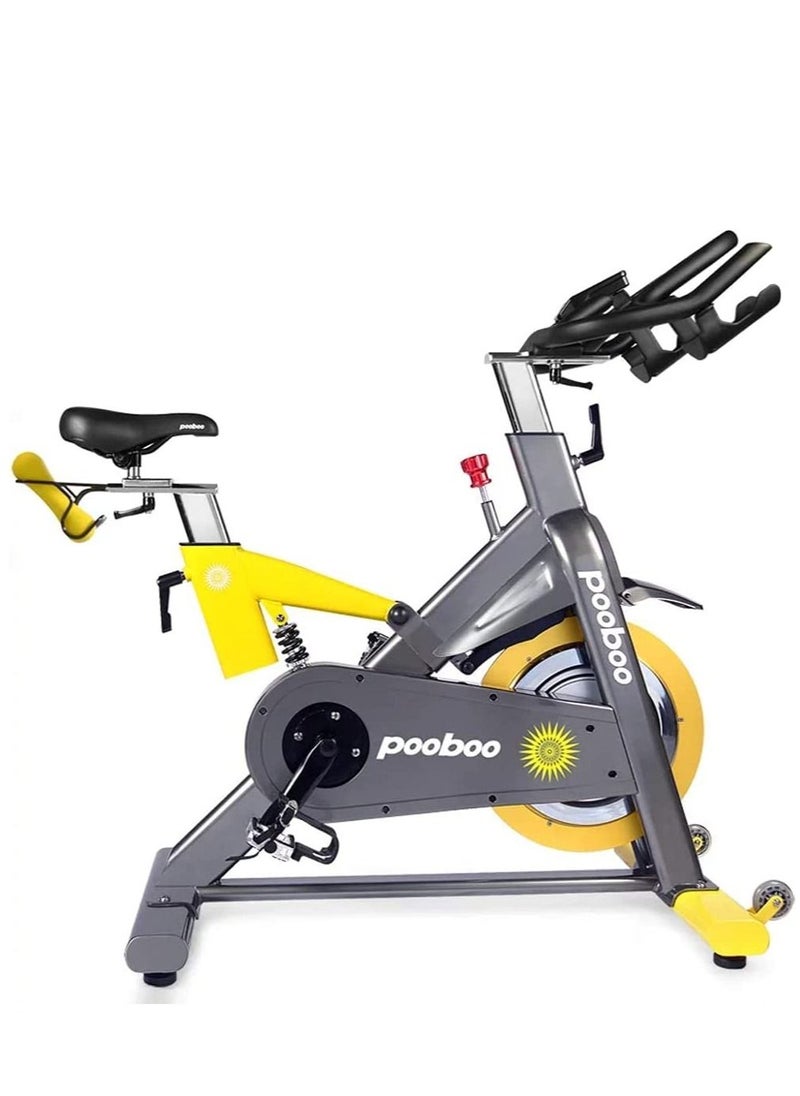 Pooboo D501 Commercial Standard Indoor Spinning Bike, 200 KG - Black/Yellow  - Image 3