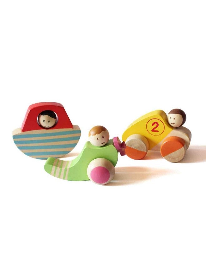شومي مركبات شومي الخشبية - مجموعة من ٣ قطع (سنتان فأكثر) | متعددة الألوان | آمنة تمامًا للأطفال | ألعاب تظاهرية | لعبة تعليمية | ألوان غير سامة - Image 1