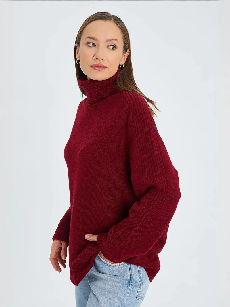 MixRay Mixray Loose Fit Turtleneck Knit Sweater