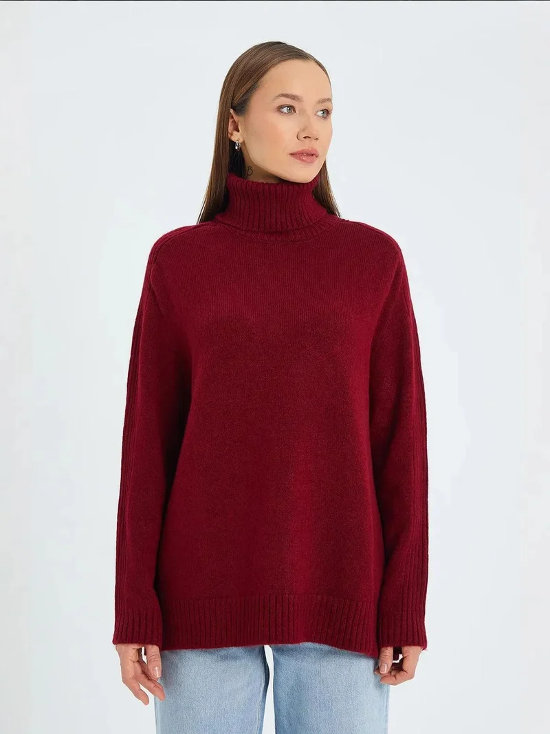 MixRay Mixray Loose Fit Turtleneck Knit Sweater