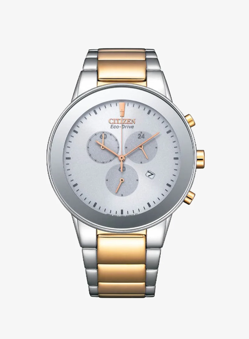 Citizen Men's Stainless Steel with Two-Tone Rose Gold Plating Strap Eco-Drive Chronograph Watch AT2244-84A - 43 mm