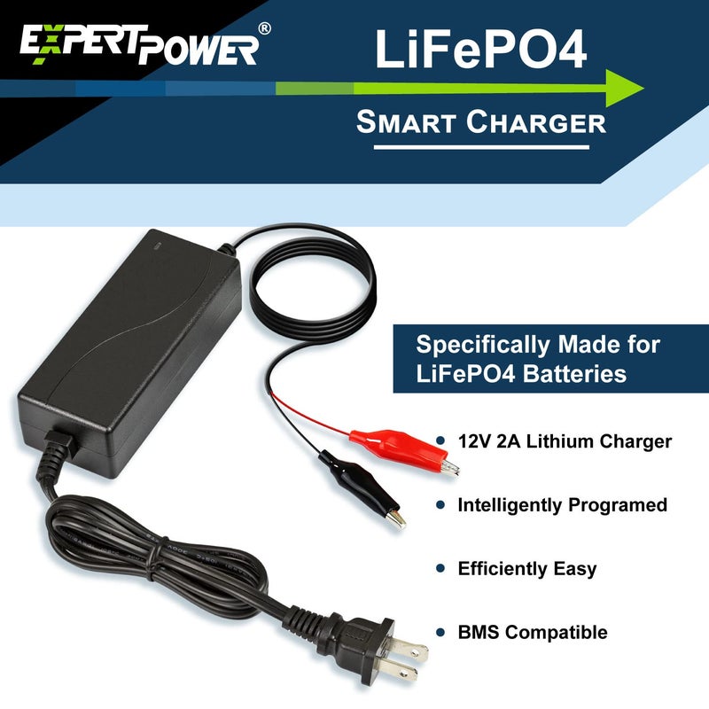 Expertpower 12V 2A Smart Charger For Lithium Lifepo4 Deep Cycle Rechargeable Batteries [Ul Listed] - Image 3