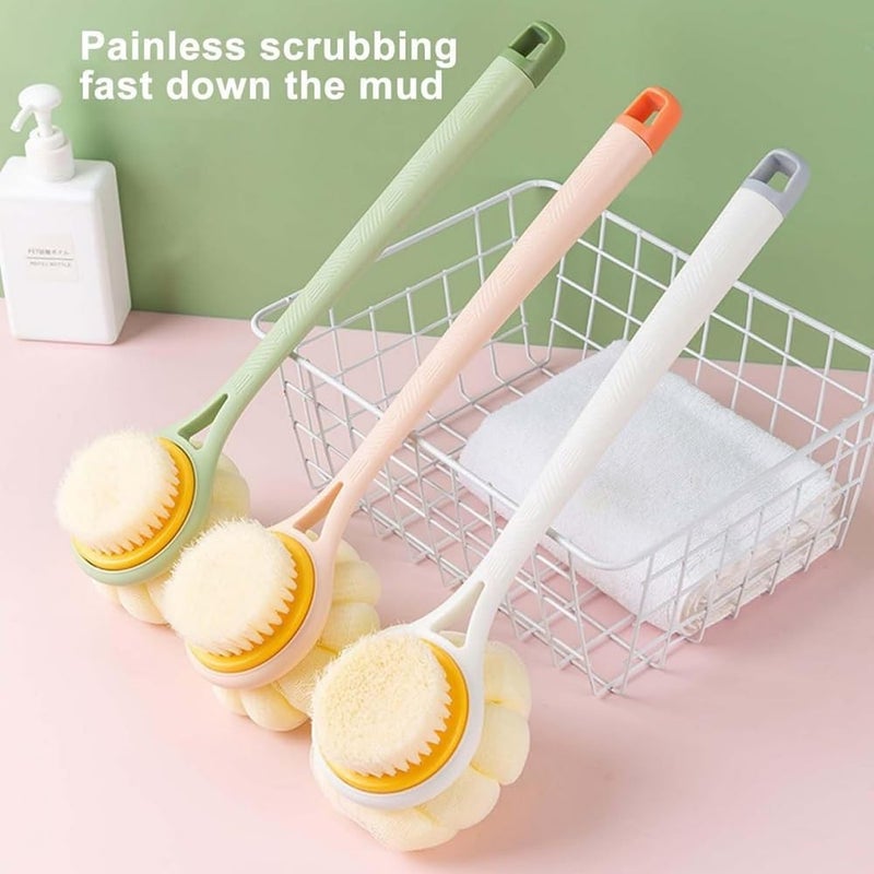 N M Z 2 in 1 Soft Loofah Bath Body BrushShower Body Brush with Bristles and LoofahMassage Brush bath scrubber for body Exfoliating and Cleansing Multi Colour 1Pc - Image 3
