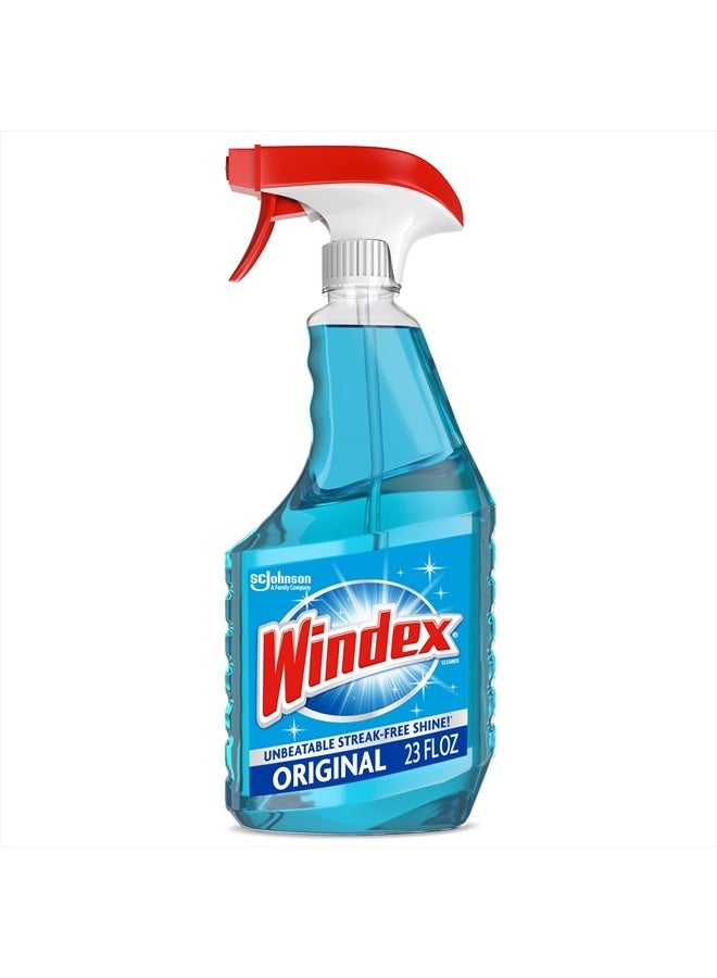 Windex Glass and Window Cleaner Spray Bottle, Bottle Made from 100% Recovered Coastal Plastic, Original Blue, 23 fl oz  - Image 1