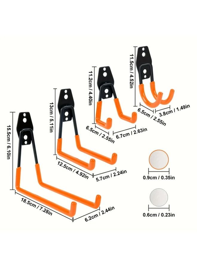 12 قطعة من خطاطيف المرآب البرتقالية، رف تخزين فولاذي متين للتركيب على الحائط - Image 3