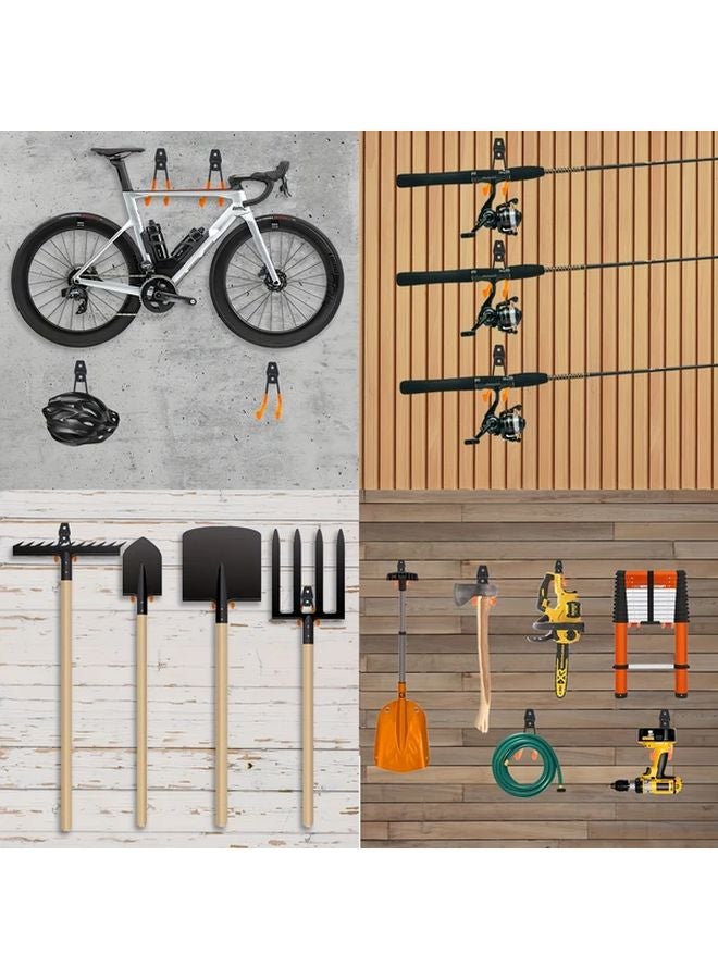 12 قطعة من خطاطيف المرآب البرتقالية، رف تخزين فولاذي متين للتركيب على الحائط - Image 5