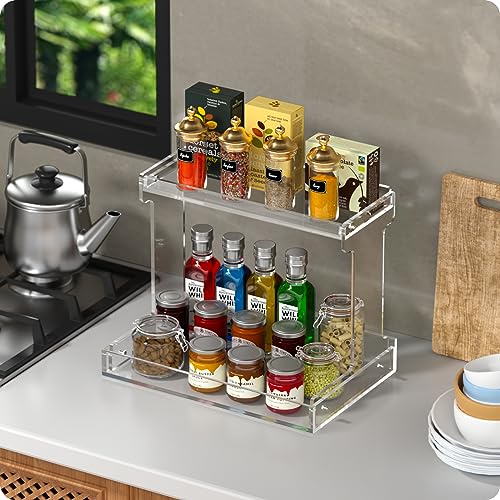 NPPLUS Bathroom Countertop Organizer, 2-Tier Clear Acrylic Counter Storage Shelf for Bathroom Counter Organizer, Clear Makeup Storage Vanity Trays for Cabinet, Kitchen Spice Rack - Image 5