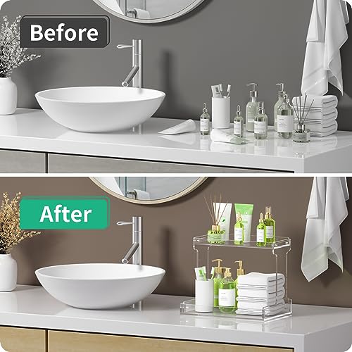 NPPLUS Bathroom Countertop Organizer, 2-Tier Clear Acrylic Counter Storage Shelf for Bathroom Counter Organizer, Clear Makeup Storage Vanity Trays for Cabinet, Kitchen Spice Rack - Image 4
