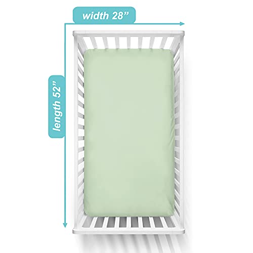 TL Care 100% Natural Cotton Fitted Crib Sheet 52" x 28" - Soft, Breathable, Hypoallergenic & Gentle Toddler Bed Sheet, Celery, Neutral for Boys & Girls - Image 2