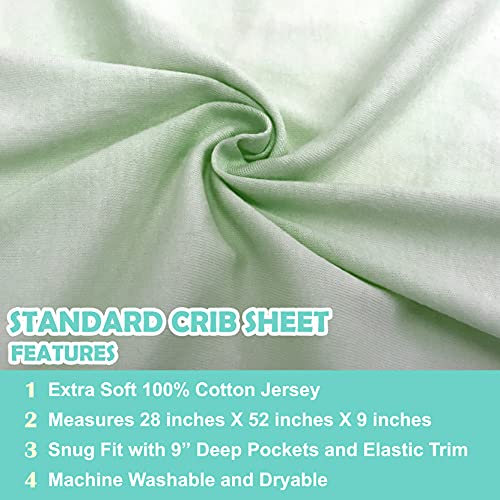 TL Care 100% Natural Cotton Fitted Crib Sheet 52" x 28" - Soft, Breathable, Hypoallergenic & Gentle Toddler Bed Sheet, Celery, Neutral for Boys & Girls - Image 3