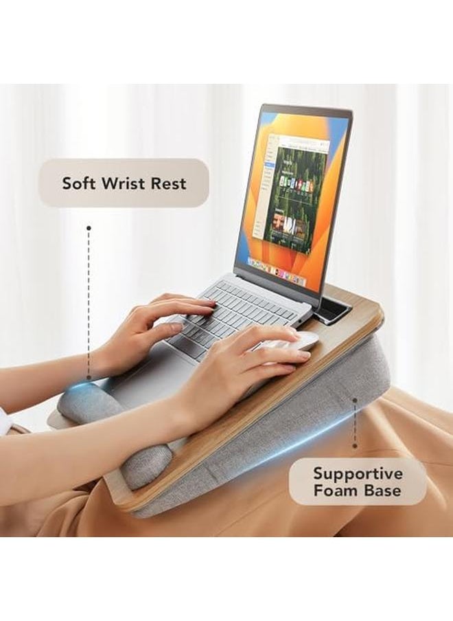 erorex - Portable Lap Laptop Desk With Pillow Cushion Fits Up To 15.6 Inch Laptop With Anti Slip Strip And Storage Function For Home Office Students Use As Computer Laptop Stand Book Tablet - Image 1
