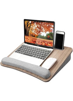 Portable Lap Laptop Desk With Pillow Cushion Fits Up To 15.6 Inch Laptop With Anti Slip Strip And Storage Function For Home Office Students Use As Computer Laptop Stand Book Tablet