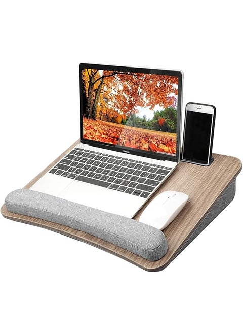 Portable Lap Laptop Desk With Pillow Cushion Fits Up To 15.6 Inch Laptop With Anti Slip Strip And Storage Function For Home Office Students Use As Computer Laptop Stand Book Tablet