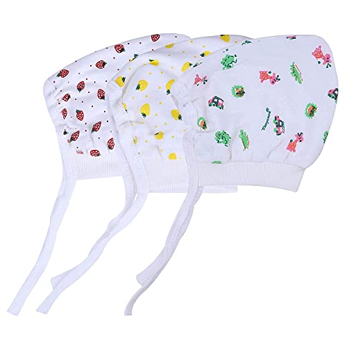KIKE Soft Adjustable Warm Unisex New Born Baby Cap (Pack of 3 pecs) (6-12 Months, White Cap) - Image 3