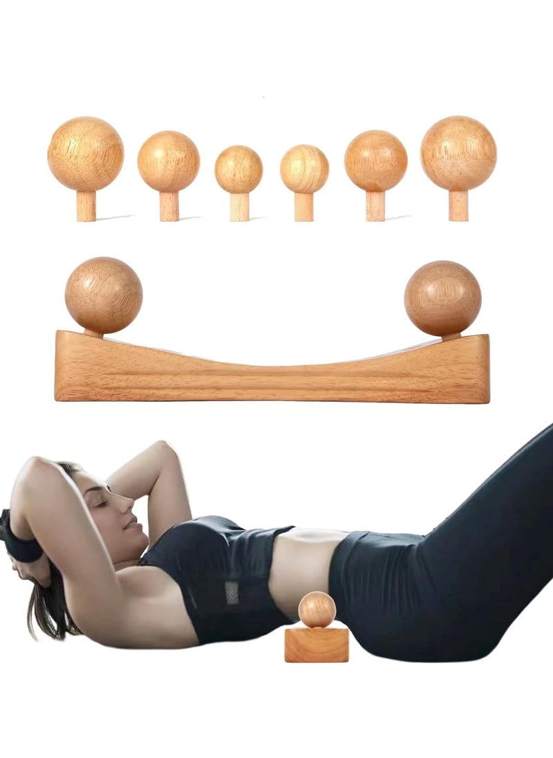 Ru syanl Psoas Release Tool Neck Back Psoas Hip Hook Stretcher Wood Therapy Massage Tool with Adjustable 6 Massage Heads  - Image 1